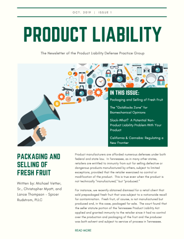 Product Liability Newsletter October 2019
