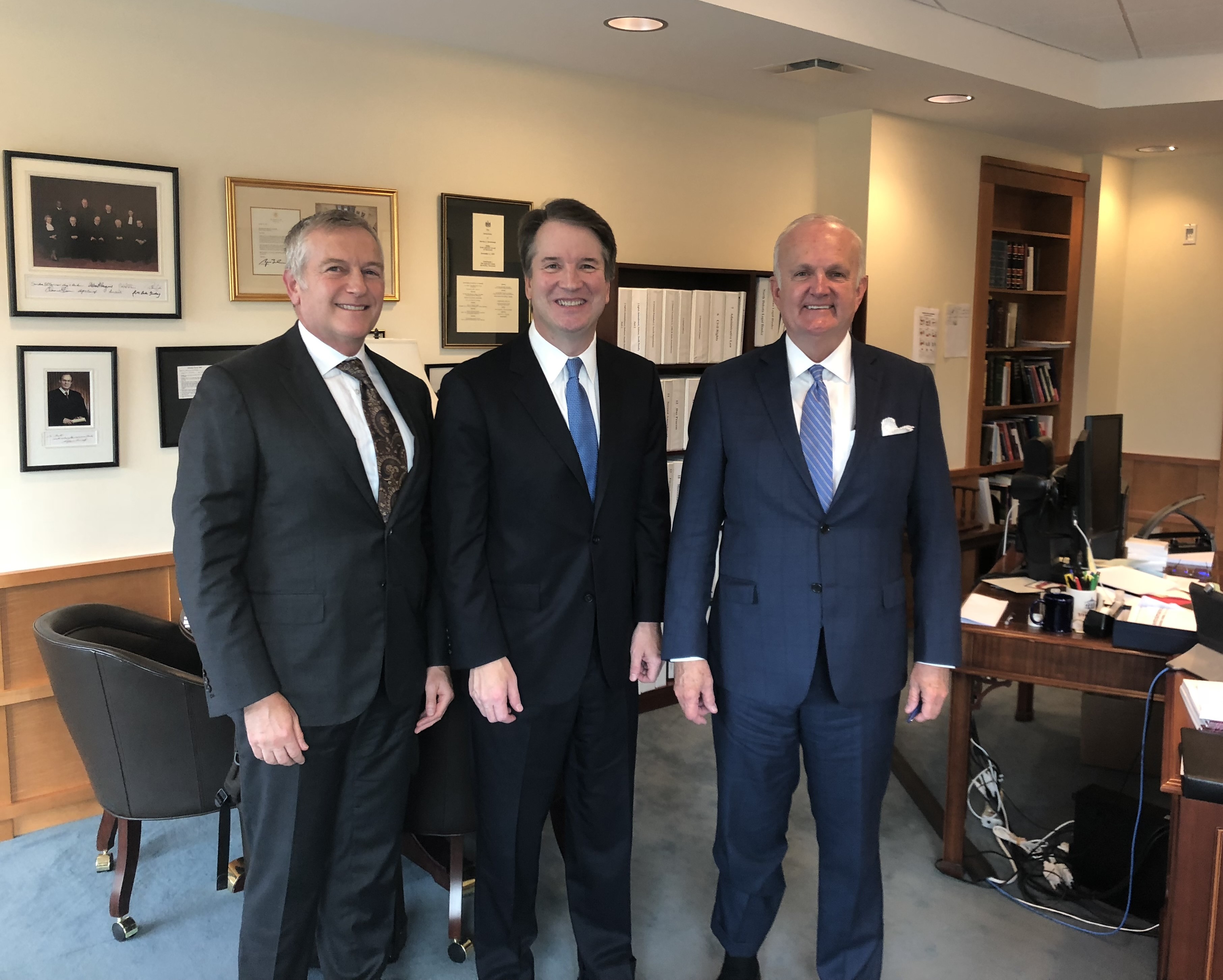 Bennett interviews Supreme Court Justice Brett Kavanaugh (center) in his role on the ABA Standing Committee on the Federal Judiciary. 